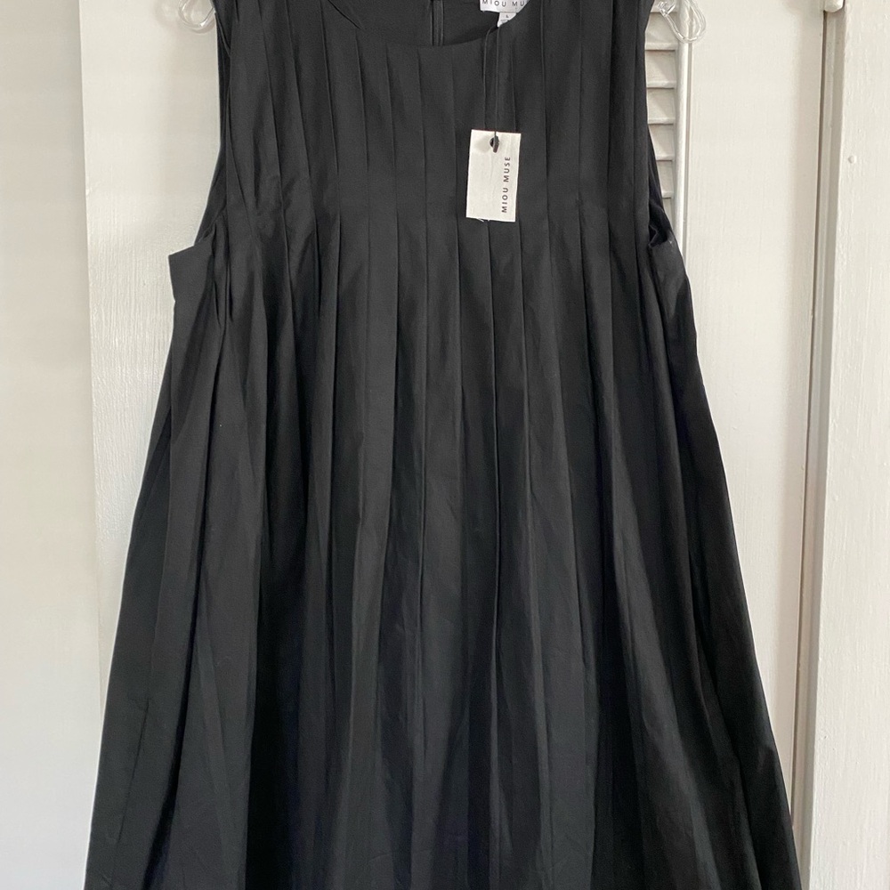 MIOU MUSE pleated mini dress in black